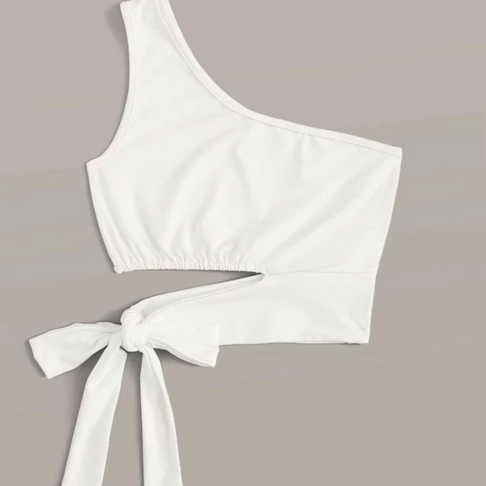 One-Shoulder Cutout Crop Top
